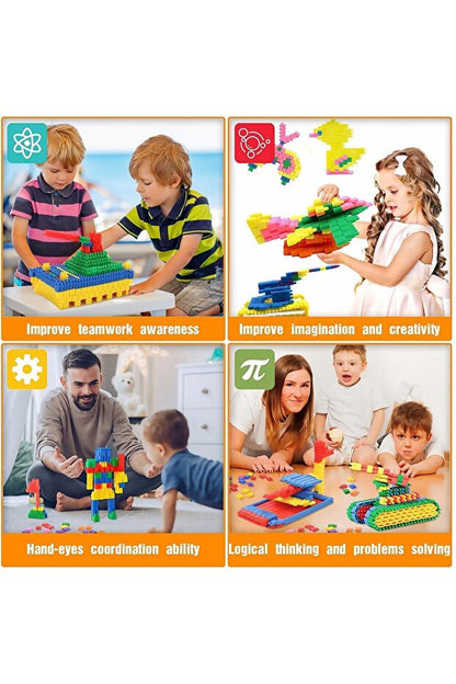 Çocukların PlayBlock 100'lü inşa seti ile takım çalışması, hayal gücü ve problem çözme becerilerini geliştirdikleri an.