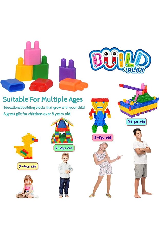 PlayBlock 100'lü inşa seti with colorful building blocks, suitable for children 3 years and older, promoting creativity.