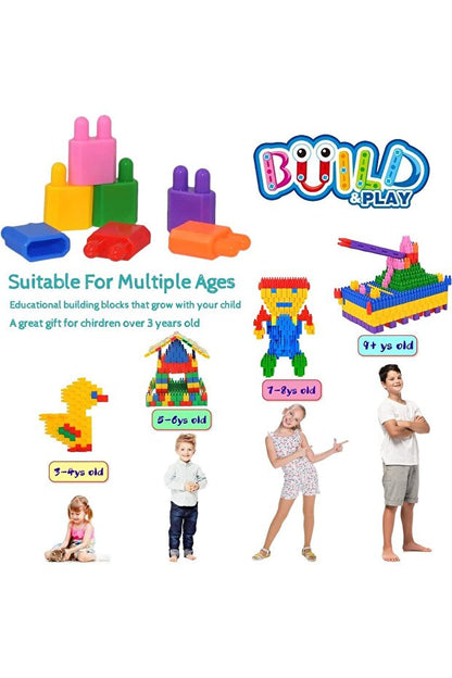 PlayBlock 100'lü inşa seti with colorful building blocks, suitable for children 3 years and older, promoting creativity.